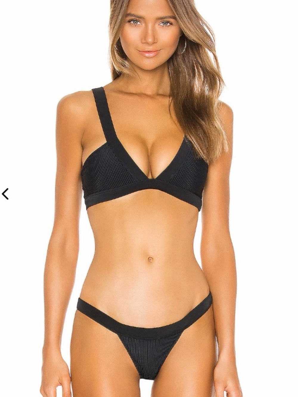 Tularosa Black Ribbed Triangle Shore Bikini Bottoms Large